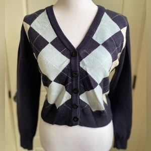 Cropped Argyle sweater
